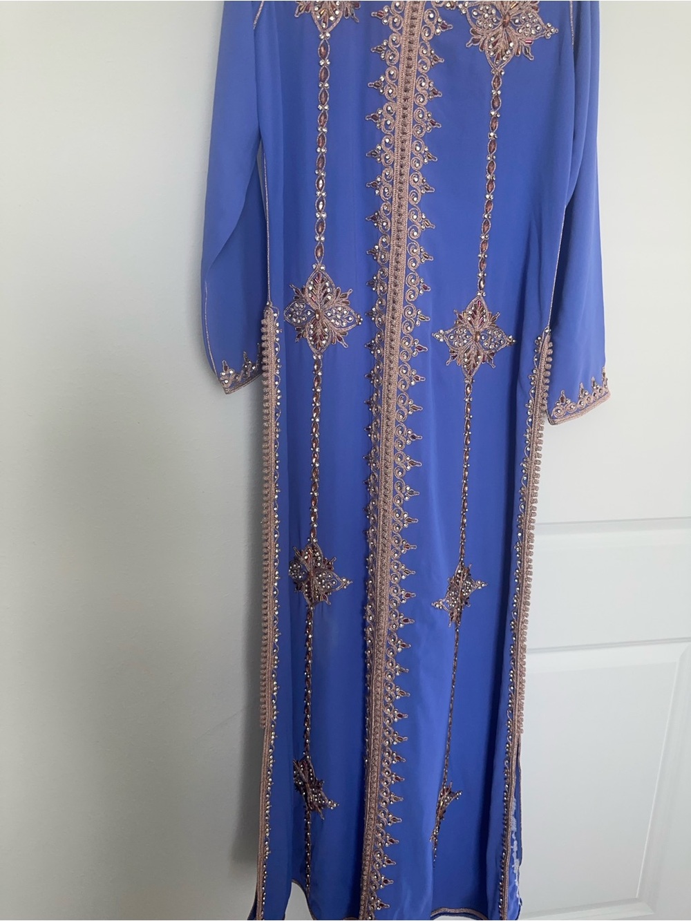Royal Blue Long Sleeve Embellished Maxi Dress - Picture 2 of 4